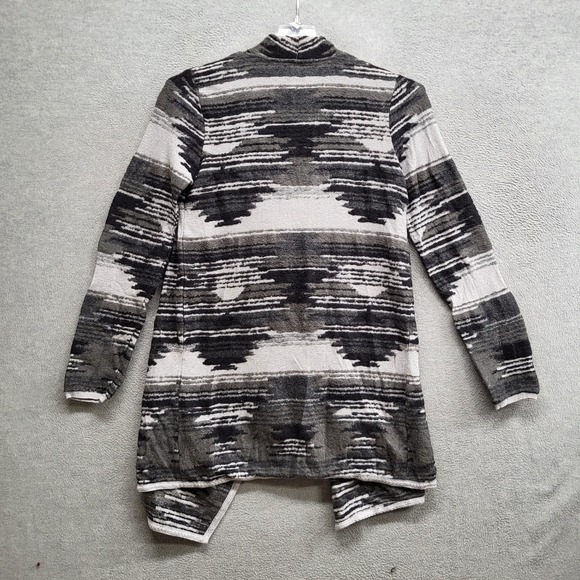 Lucky Brand Women‎ Sweater Medium Gray Aztec Open Front Duster - Picture 7 of 9